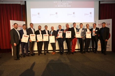 Die Top 10 des 'Top Service Deutschland 2019'-Wettbewerbs im BtoC-Segment (Foto: ServiceRating GmbH, 2019)
